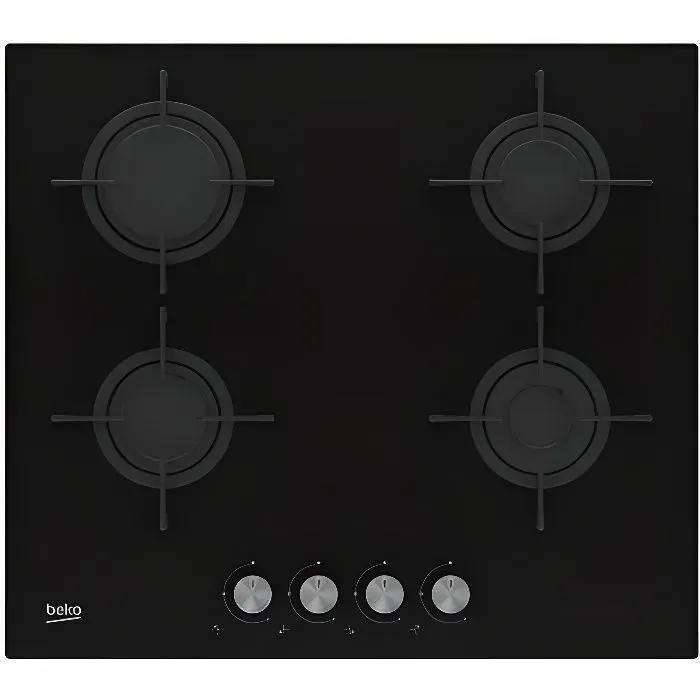 Beko HILG 64220 S Intégré Cuisinière à gaz Verre Noir Émaillé Rotatif