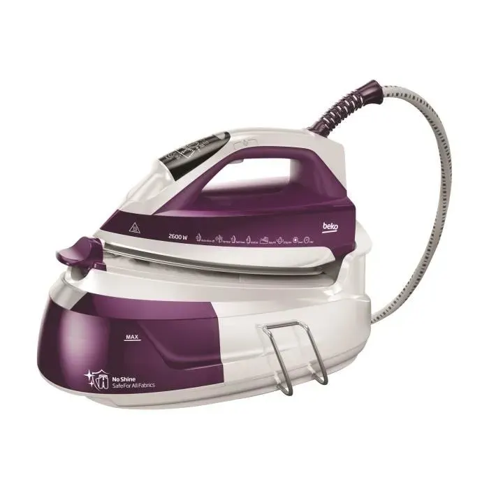 Beko SGA7126P Centrale vapeur avec fermeture automatique semelle : Ceramic SteamXtra 2600 Watt blanc-violet