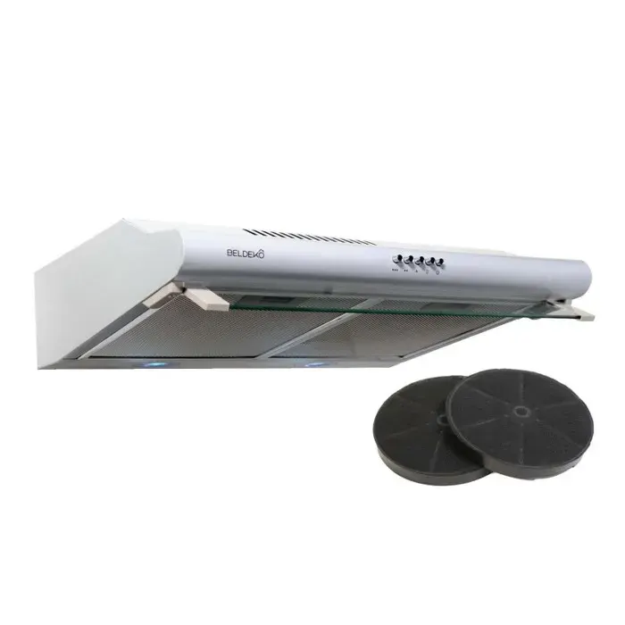 BELDEKO Hotte Casquette 60 cm Blanc 240 m3/h + 2 Filtres - Marque Française