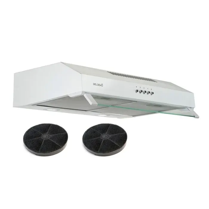 BELDEKO Hotte Casquette 60 cm Blanc - Double moteur 200 Watts - 435 m3/h
