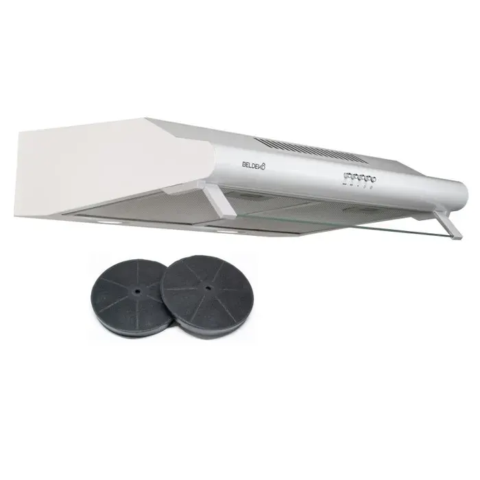 BELDEKO Hotte Casquette 60 cm Blanche - Double moteur 200 Watts - 435 m3/h