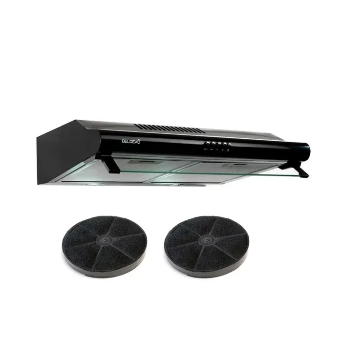 BELDEKO Hotte Casquette 60 cm Noir 240 m3/h + 2 Filtres - Marque Française