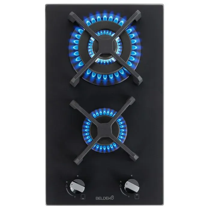 BELDEKO Plaque Gaz 2 Feux 5200W Noir Mat Grilles Fonte - Marque Française