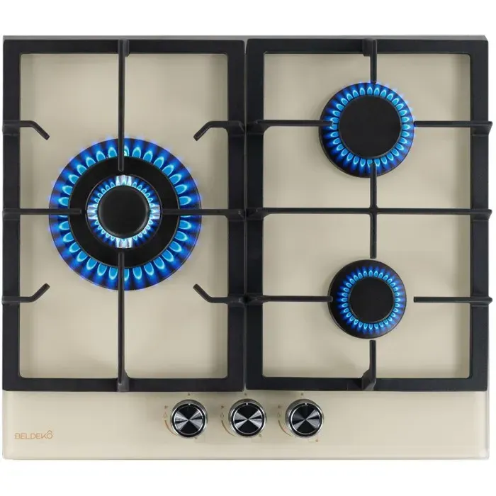 BELDEKO Plaque Gaz 3 Feux 6200W Beige - Marque Française