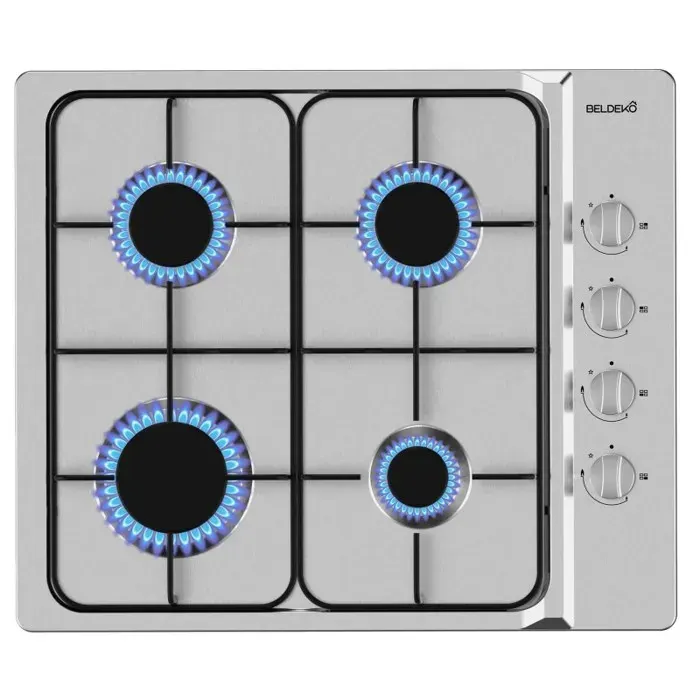 BELDEKO Plaque Gaz 4 Feux 7500W Inox Encastrable - Marque Française — coloris Gris