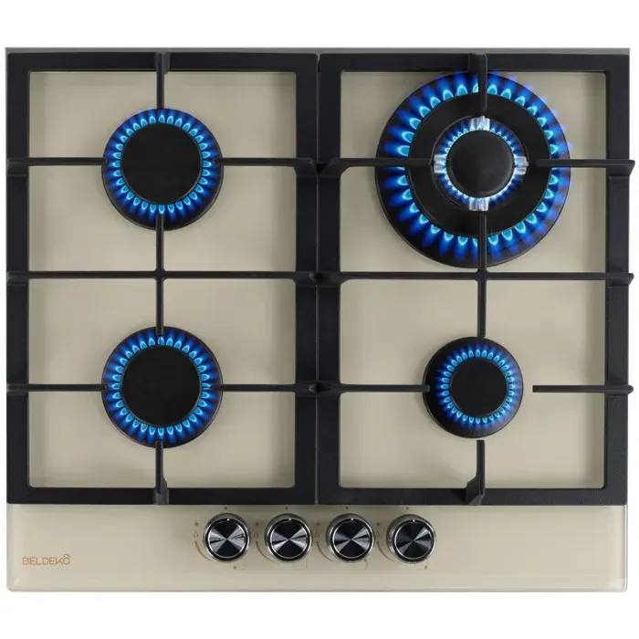 BELDEKO Plaque Gaz 4 Feux 8000W Beige - crème - Marque Française
