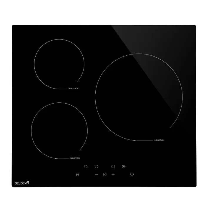 BELDEKO Plaque Induction 3 Feux 5800W Booster / Foyer XL- Marque Française — coloris Noir