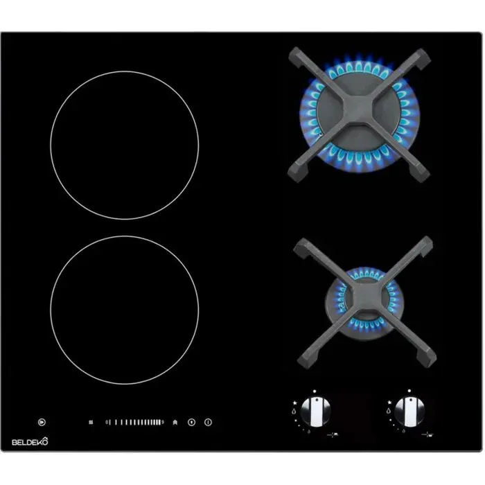 BELDEKO Plaque Mixte 2 Gaz + 2 Induction 6900W - Marque Française