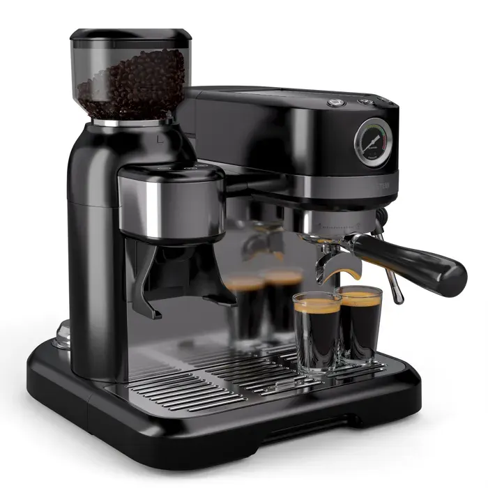 Bella Café 1550W 20bar Machine Expresso avec Manomètre Noir