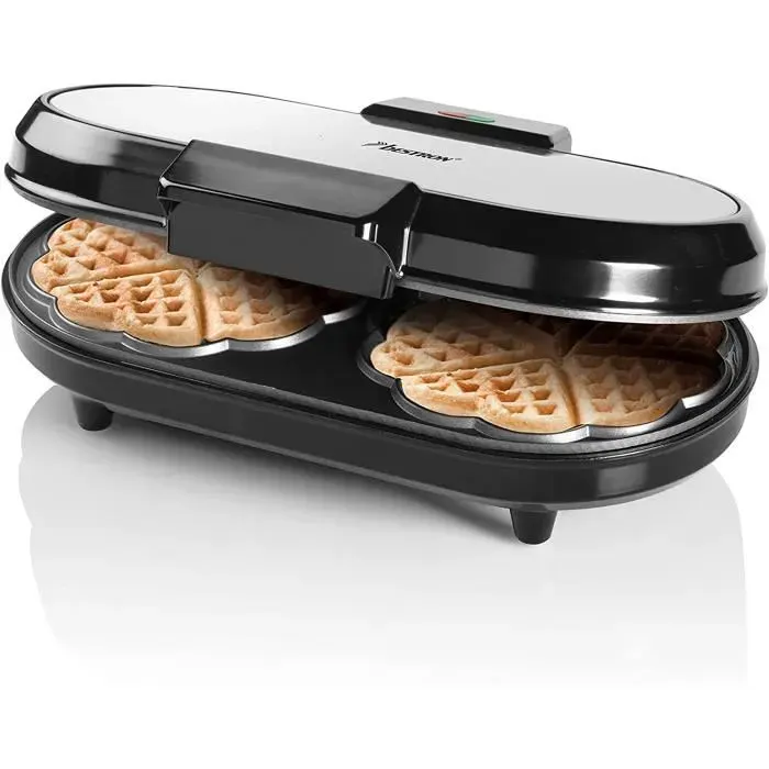 Bestron Gaufrier double pour gaufres classiques en forme de cour Machine a gaufres avec temoin de cuisson & revetement anti