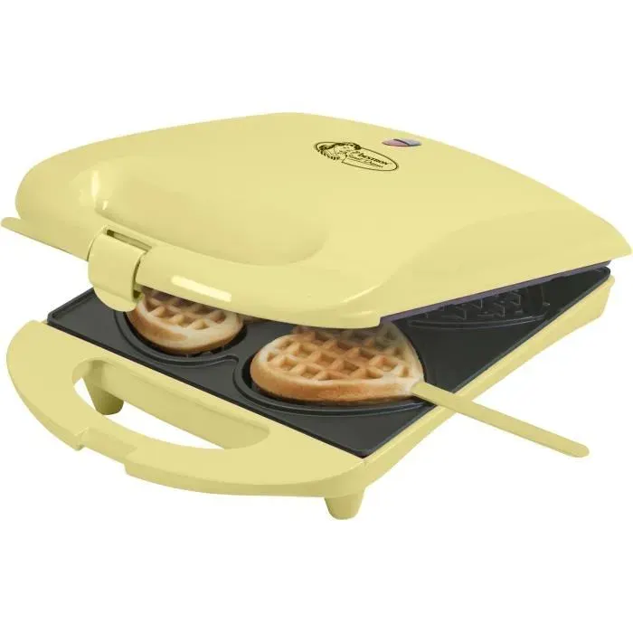 Bestron Gaufrier Pour réaliser des gaufres en forme de cœur piquées sur des bâtonnets Design rétro 780 W Couleur: Jaune