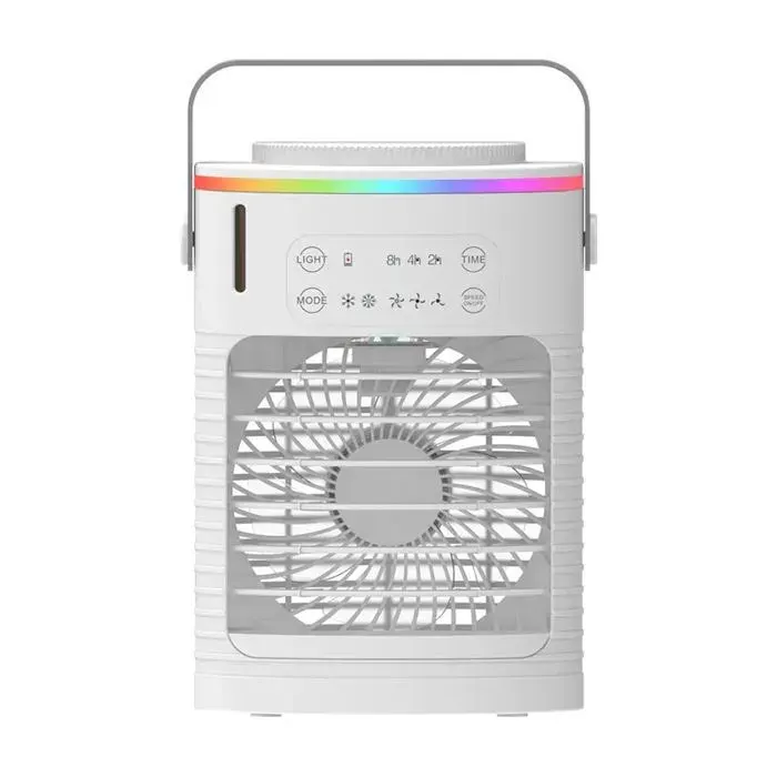 Bextcok Ventilateur atomiseur portable ventilateur de table refroidisseur avec lumière ventilateur à 4 vitesses blanc