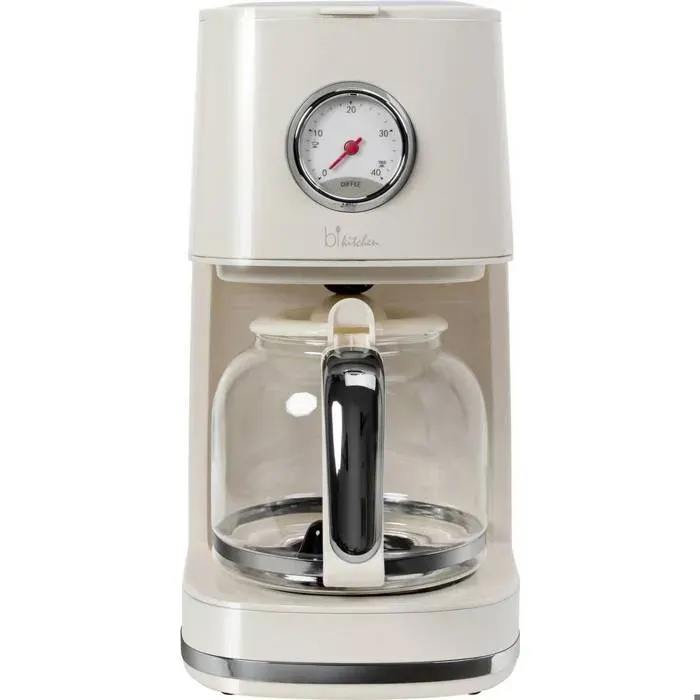 BiKitchen nostalgia 150 Cafetière blanc crème (brillant) Nombre de tasse=12 verseuse en verre fonction de conservation