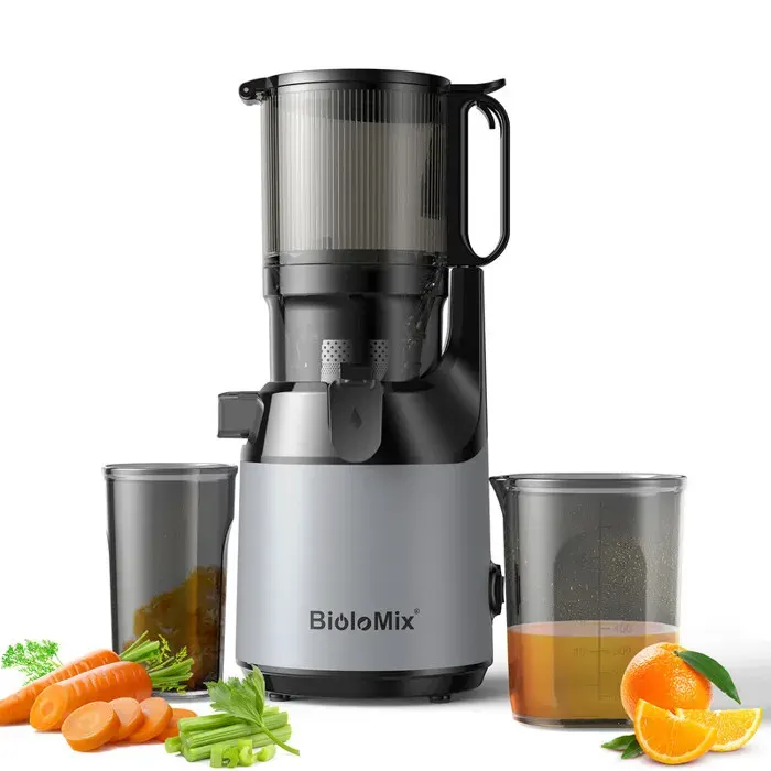 BioloMix 023 : Extracteur jus pression à froid ouverture 130mm fruits/légumes entiers haut rendement sans BPA