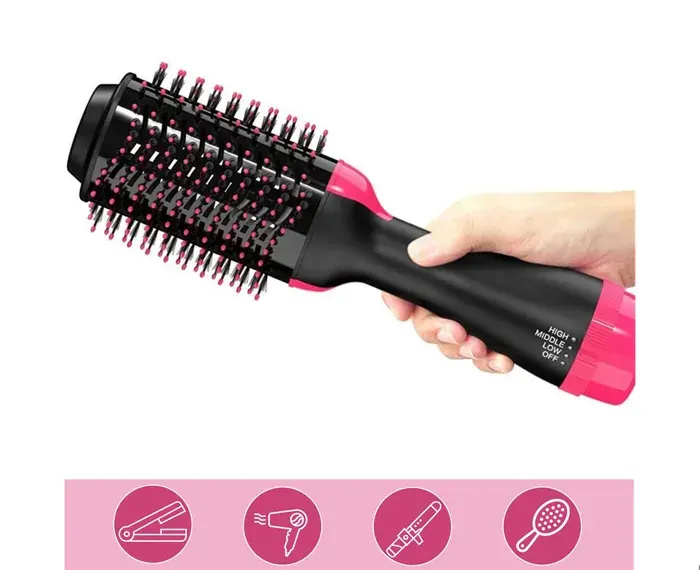 BJWD 4 en 1 Sèche-cheveux et volumateur en une étape Lisseur Boucleur Brosse à air chaud Peigne