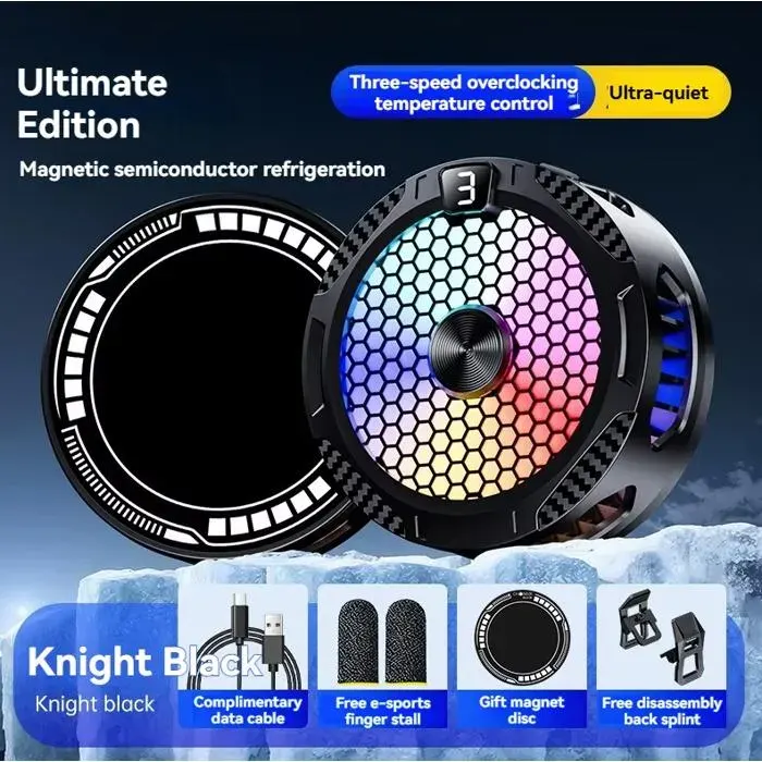 Black Shark Phone Cooler 4 Pro Ventilateur de Refroidissement Magnétique avec Éclairage RGB Noir