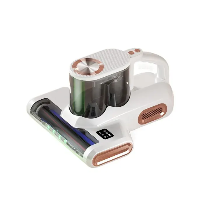 Blanc Aspirateur anti-acariens sans fil UV puissant stérilisation double réservoir lumière verte pour lit canapé animaux