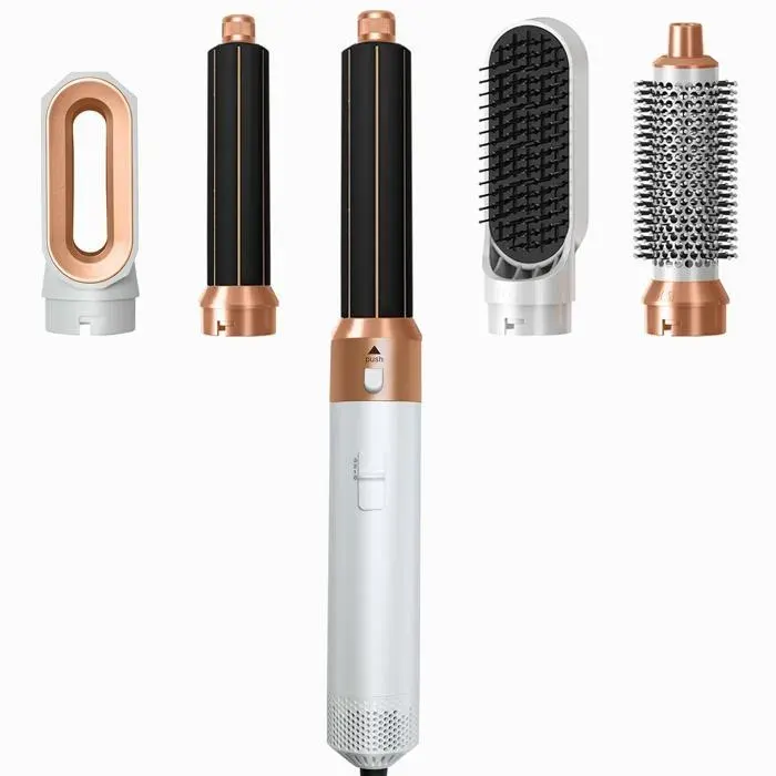Blanc Brosse soufflante 5 en 1 avec ions négatifs 3 températures air chaud boucleur lisseur volume coiffure multifonction