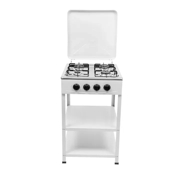 Blanc Cuisinière à gaz rectangulaire avec quatre grilles en fer 57x51x23 cm4 brûleurs plaque de cuisson à gaz autonome