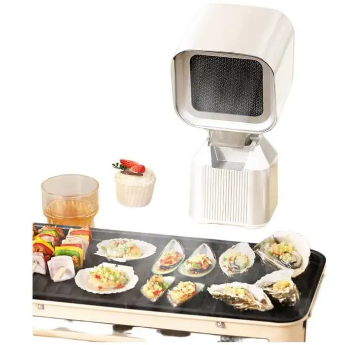 Blanc Hotte Aspirante Portable Mini pour Maison Anti-Fumée pour Grillades Hotpot Facile à Déplacer Table Sans Installation