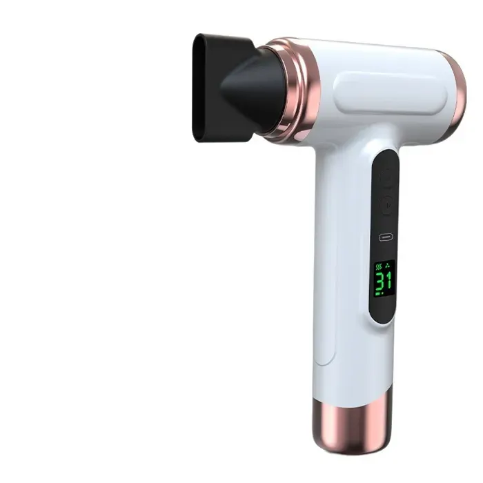 Blanc Sèche-cheveux sans fil ionique puissant séchage rapide charge sans filair chaud et froidlumière bleueidéal pour dortoir