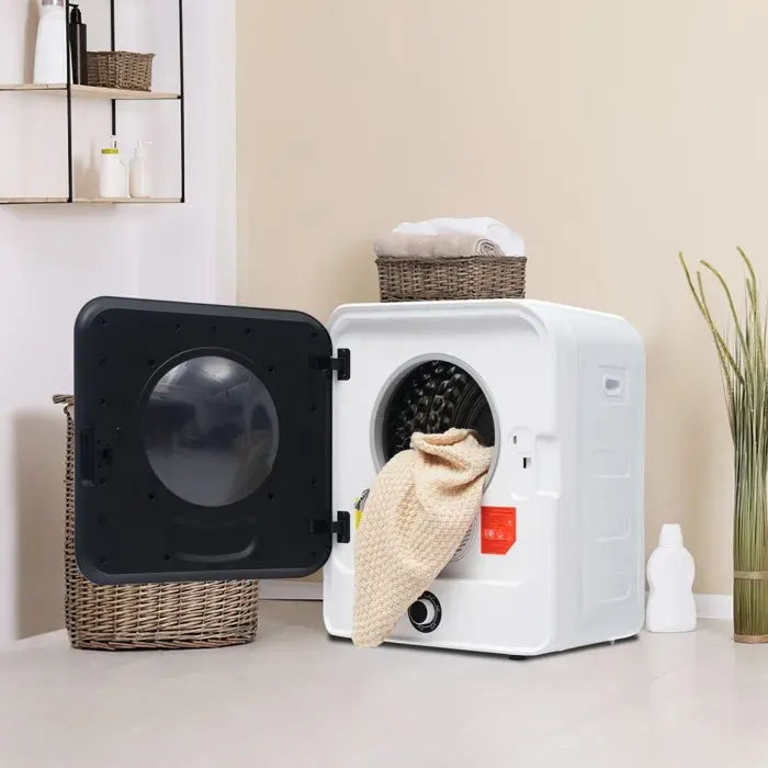 Blanc Sèche-linge mural 45kg inox 830W 5 programmes séchage rapide multifiltration protection surchauffe faible bruit