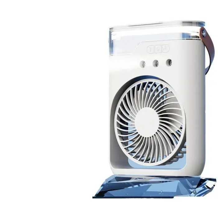 Blanc Ventilateur de bureau portable multifonction 3 en 1 mini climatiseur humidificateur brumisateur 5 vitesses rechargeable
