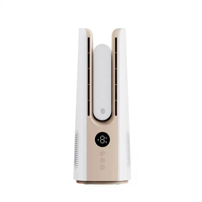 Blanc Ventilateur de bureau sans pales sur pied rechargeable humidification 6 vitesses silencieux refroidissement