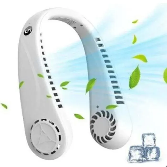 (Blanc) Ventilateur Portable au Cou Ventilateur de Cou Suspendu Mini Ventilateur Portable Usb Tour de Cou Rechargeable Silencieux