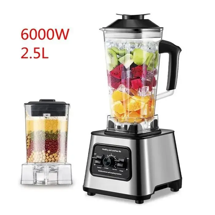 Blender 2 en 1 Mixeur avec 4 lames en acier inoxydable 2L+0.5L récipient fonction de broyage de glace et fonction autonettoyante