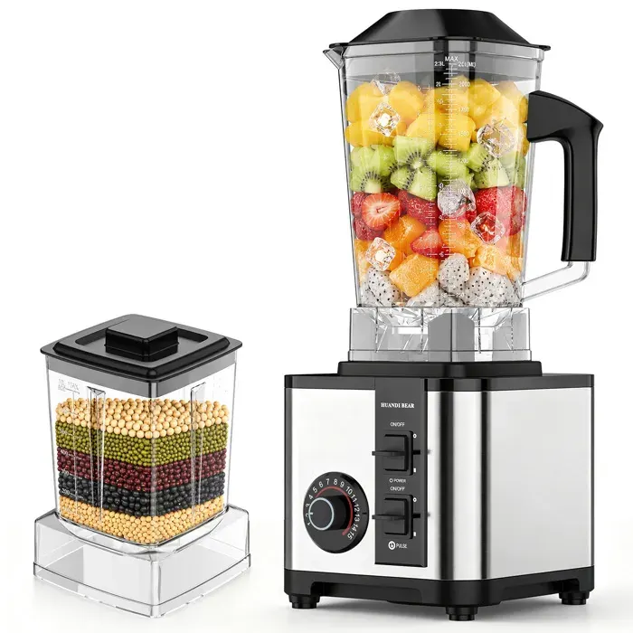 Blender 2-en-1grande capacité de 25 L moteur 9525 24 000 tr/min huit lames comprend un bol mélangeur et un bol broyeur.