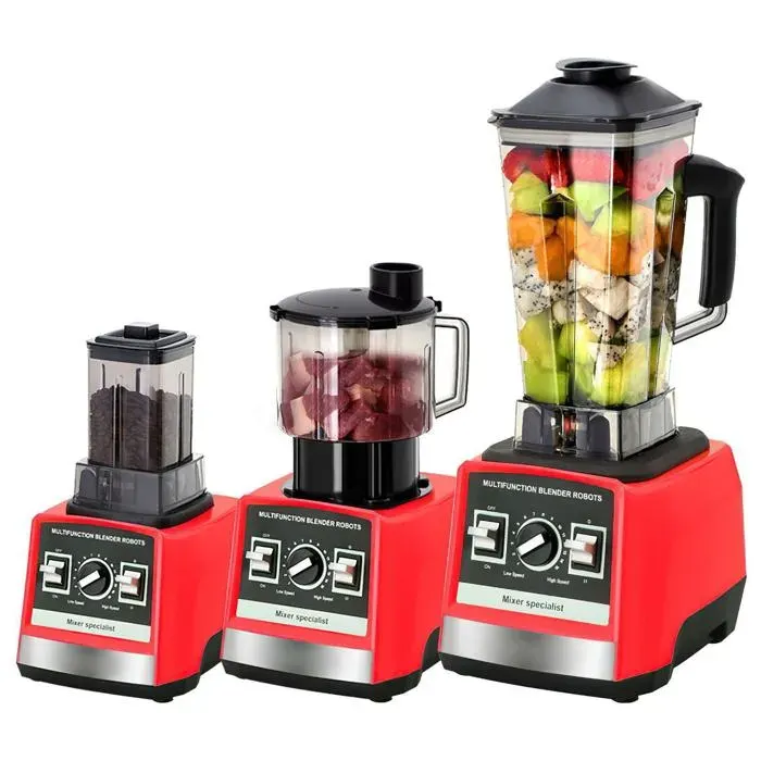 Blender 3 en 1 haute performance 9500 watts - 3 bols mélangeurs (25 L + 15 L + 05 L) - 15 vitesses