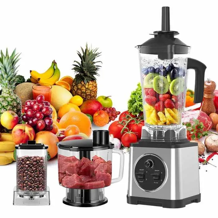 Blender 3-en-1 Robot de Cuisine Multifonctions 1200W pour Mélanger Hacher et BroyerMixeur à smoothies 2.5L -Vitesse Réglable