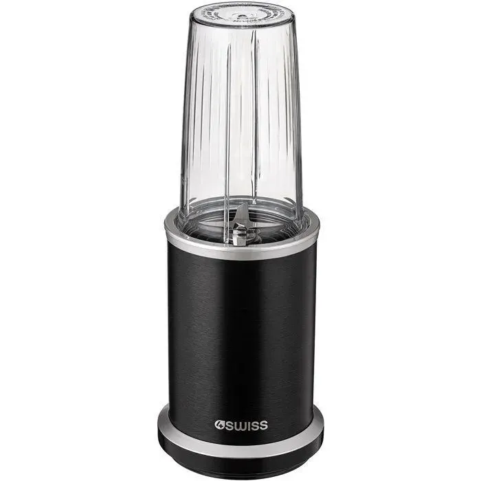 Blender - 4SWISS - NB102 - 1000W - 2 Gobelets - Lames Inox 6 branches - Sans BPA - Noir