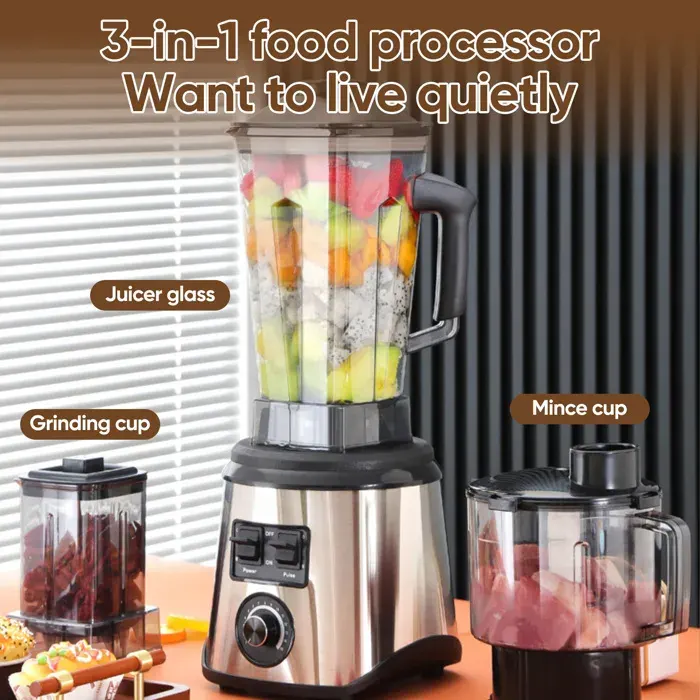 Blender 9500 W - Mixeur 3 en 1 - 15 Vitesses - 2.5L+1.5L+0.5L - lames en acier inoxydable - Vitesse Réglable- robot mixeur - 11