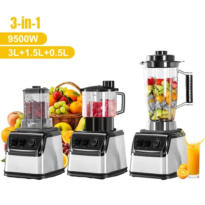 Blender 9500W - 3 en 1 Blender Mixeur - 15 Vitesses 3L+1.5L+0.5L Sans BPA Blender - lames acier inoxy - Blender multifonction