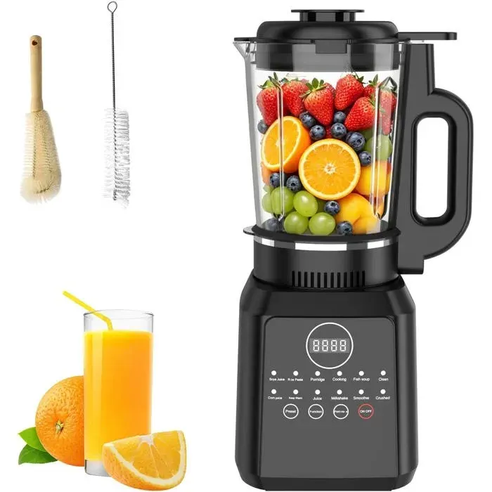 Blender Chauffant Multifonction 1.65L - Machine A Lait De Soja Et Baby Food - 23000 RPM - 14 Lames En Acier - Ecran Tactile