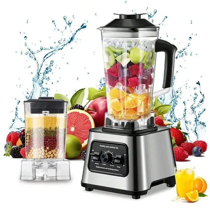 Blender électrique 6000W Mini mixeur 15 Vitesses + Pulse Capacité 2.5 L Mixeur Smoothie Nettoyage facile Multifonction