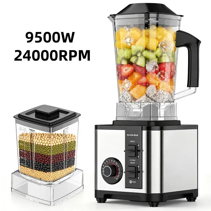 Blender Électrique 9500W 25 L 4 Lames en Acier Inoxydable 15 Vitesses Nettoyage Facile Sans BPA 24000 RPM pour Fruits Légumes Noix