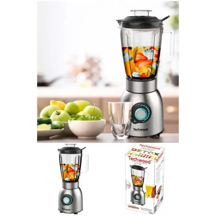 Blender Inox - INOX - 1500W - 1.5L - 2 Vitesses - Spécial Glace Pilée