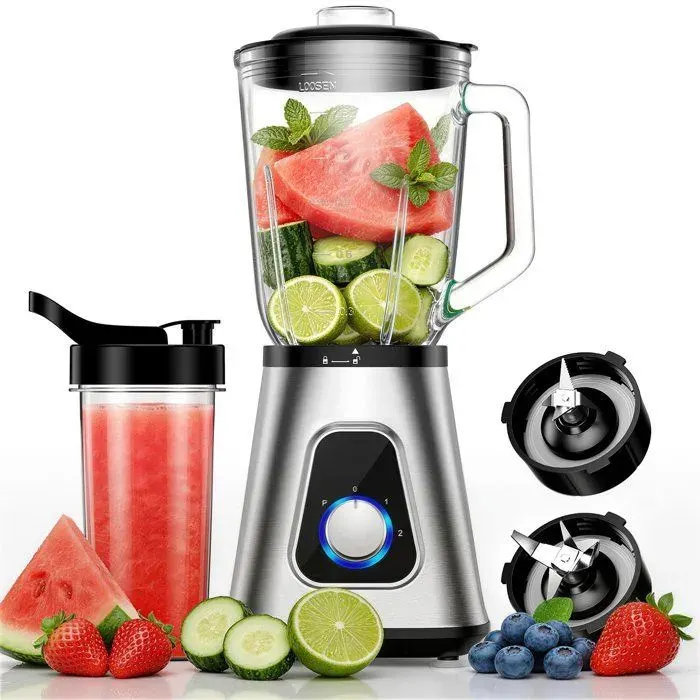 Blender - KOTSREN - Mixeur 2-en-1 - 1200 W - Bol verre 15 L - Gobelet nomade 650 mL