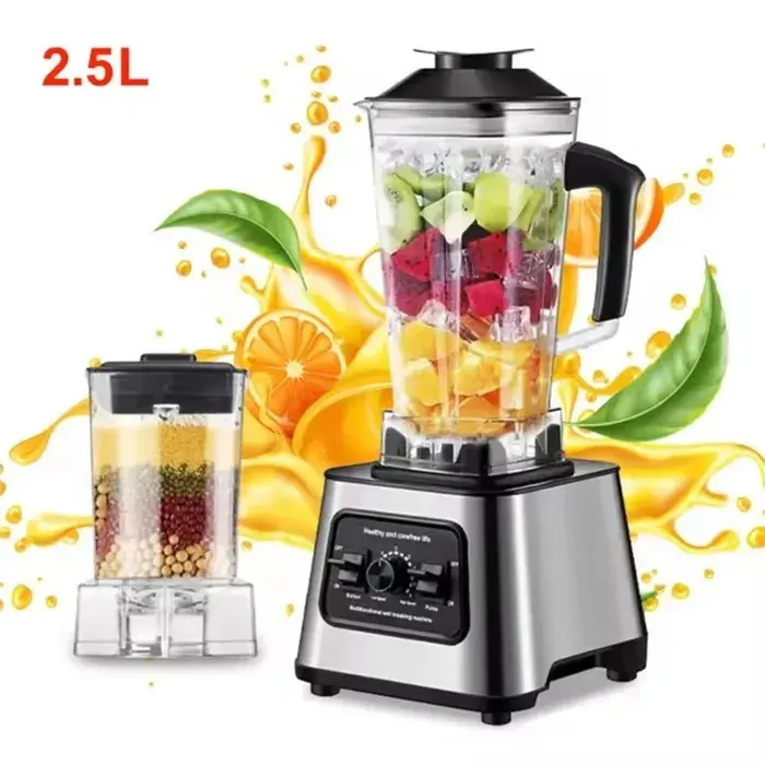 Blender Mixer 6000W 2.5L Bol en Acier Inoxydable 4 Lames pour Fruits Glace et Noix