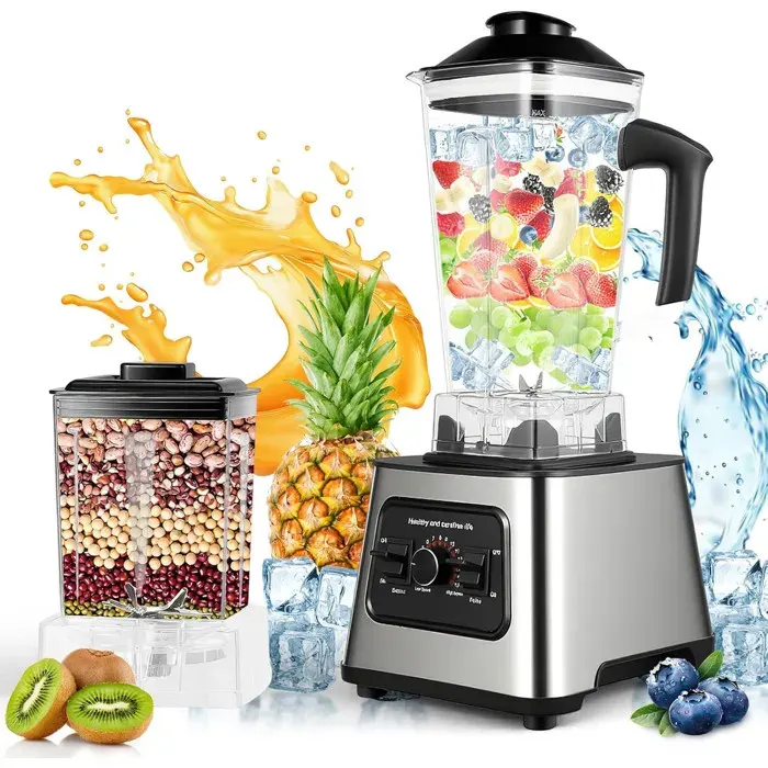 Blender Mixeur 2 En 1 6000W Puissant Brise-Glace Cuisine Grande Capacité 25L 9 Vitesses Lames Inox Maison