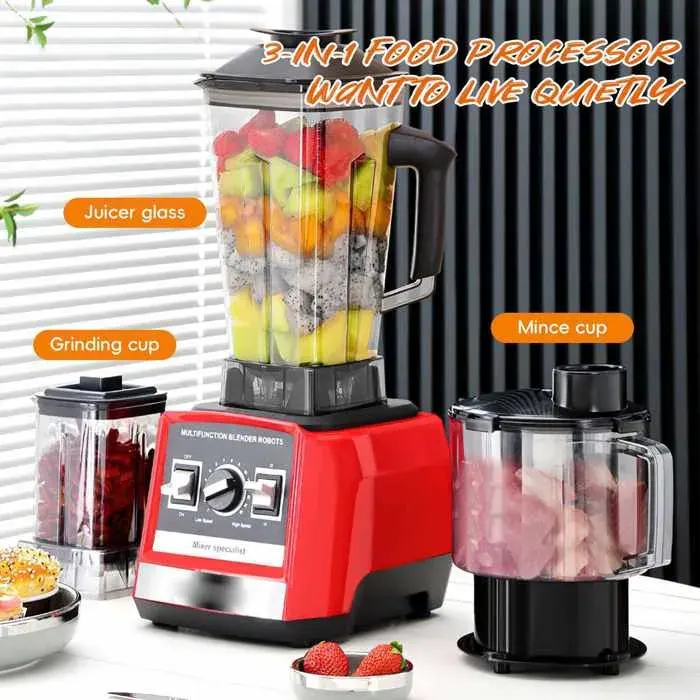 Blender - Mixeur 3 en 1 - 9500 W - 15 Vitesses - 38000 tr/min - 3L+1.5L+0.5L - lames en acier inoxydable - Mixeur - robot mixeur