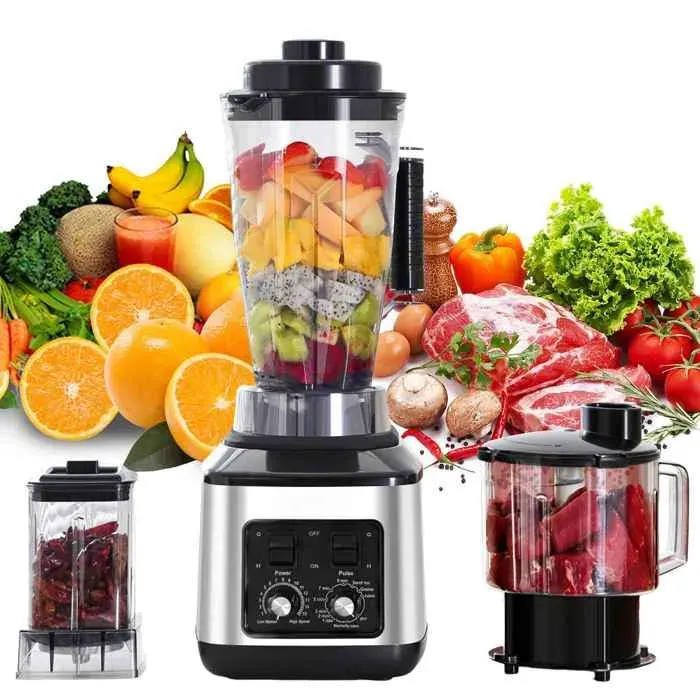 Blender Mixeur 8-en-1 Mini Smoothie Maker 15 vitesses réglables 3 bols de 3L 1.5L et 0.5L pour glace fruits pétrir pâte râpe