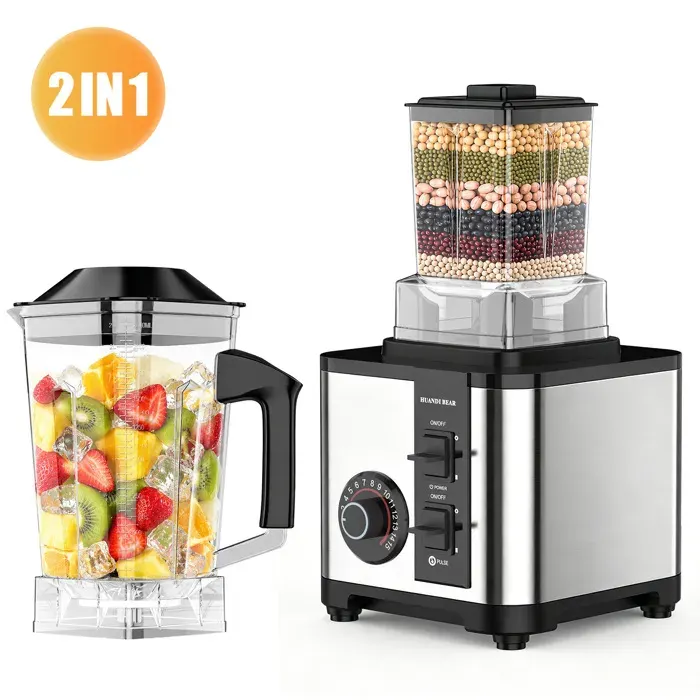 Blender Mixeur 9500W Blender Smoothie Haute Vitesse avec 2.5L et 800ml 15 Vitesses 24000 tr/min Pour Smoothies Jus Shakes