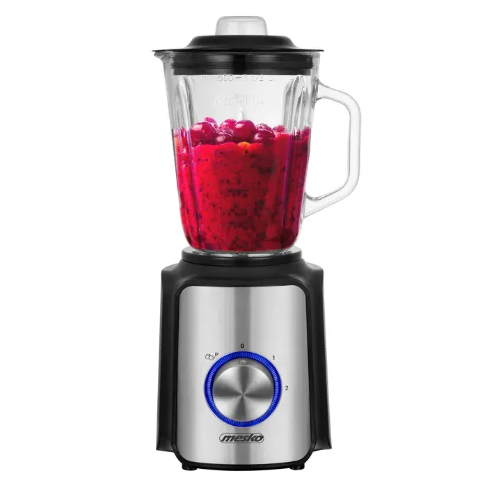Blender Mixeur en Verre de 15 Litres 2 Vitesses+ Pulse Broyeur à Glace Mesko MS 4080 1200W Noir/Argent