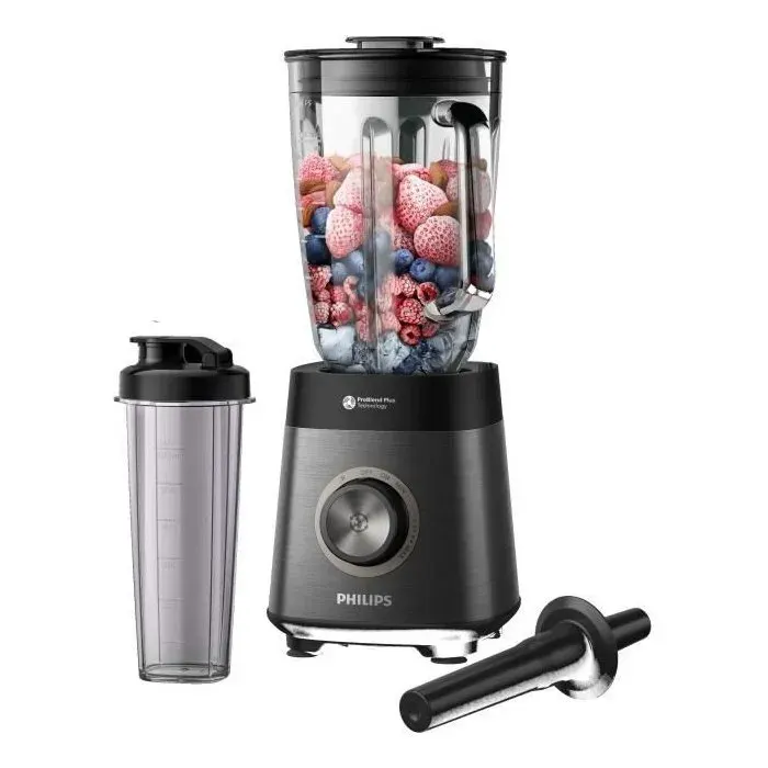Blender mixeur - PHILIPS - HR3041/00 - Série 5000 avec gourde - 1200W -2L - Métal