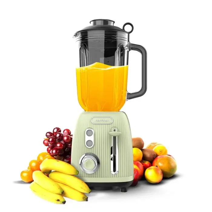 Blender Mixeur Retro Power Black Titanium RetroGreen. Puissance Maximale de 1200 W 2 Vitesses 4 Lames avec Revêtement en Titane