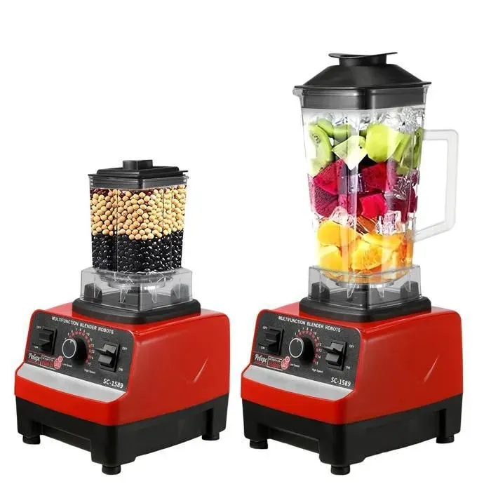 Blender multifonction - 15 vitesses - 2 en 1 - 2000 W - 2 L - Avec 6 lames en acier inoxydable - Pour mixer hacher - Pratique